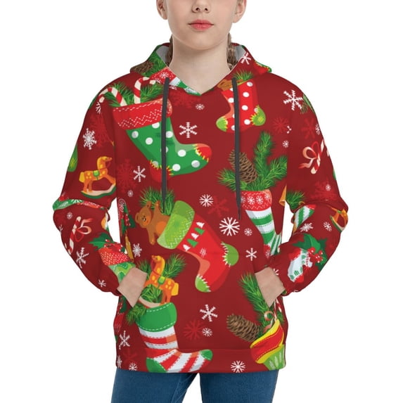 Kll Unisex Kids Boys Girls Hooded Pocket Pullover Hoodies-X-Mas And New Year