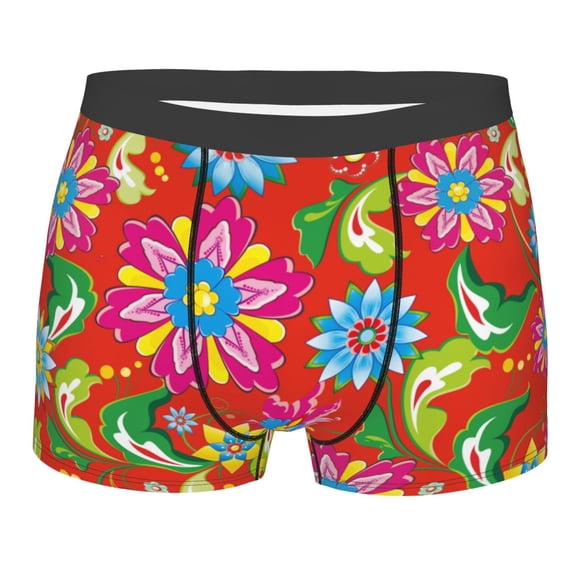 Kll Vector Mexican Otomi Style Bright Men'S Cotton Boxer Briefs Underwear-Large