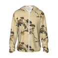 thumbnail image 1 of Kll Vintage Bird Print Men'S Women’s Upf 50+ Sun Protection Outdoor Hoodie Jacket Long Sleeve Fishing Hiking Performance Shirt- Small, 1 of 8