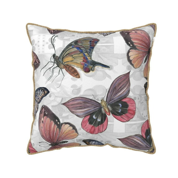 Kll Vintage Butterflies Decorative Throw Pillow Covers Velvet Soft For Couch Sofa Bedroom Living Room Outdoor -18"X18"