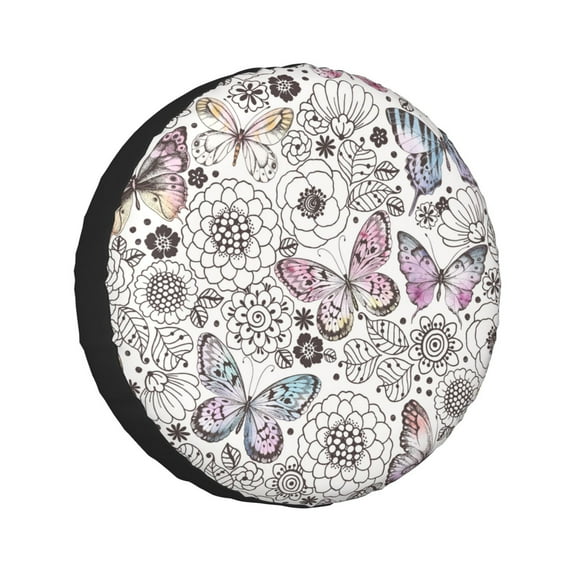 Kll Vintage Butterflies Tire Cover,Universal Wheel Tire Cover For Trailer, Rv, Suv, Truck,Camper And Many Vehicle,(14 Inch)