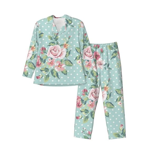 Kll Vintage Floral Sleepwear Mens Flannel Pajamas,Long Cotton Pj Set