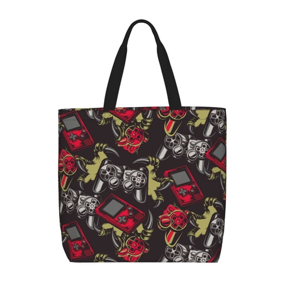 Kll Vintage Gaming Pattern Aesthetic Tote Bag For Women Beach Bag Shopping Bags Shoulder Bag Reusable Grocery Bags