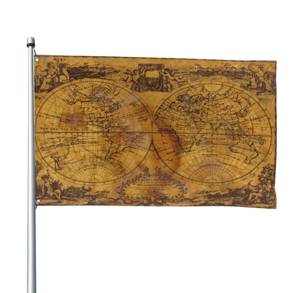 Kll Vintage Map Flag 4x6 Ft Parade Party Flag Outdoor Flag Decorative Flag Banner Flags Garden Flag Home House Flags