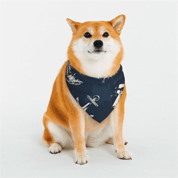Kll Vintage Marine Dog Bandanas,Triangle Reversible Pet Scarf For Small Medium Large And Extra Large Dogs-Medium