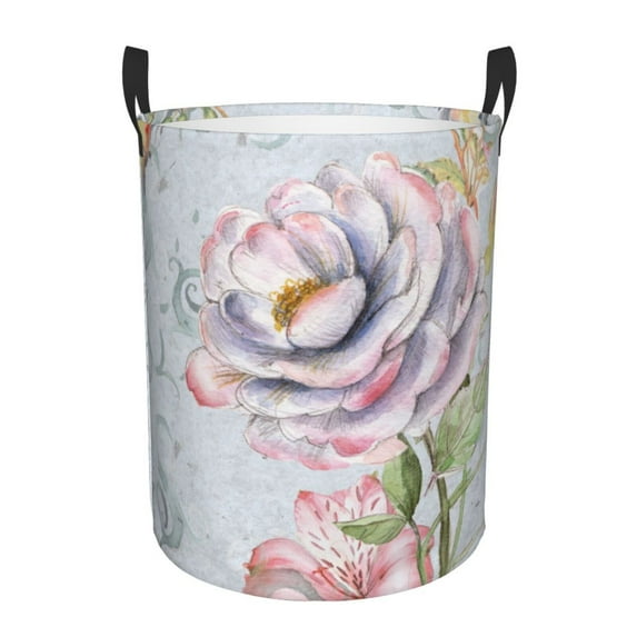 Kll Vintage Rose Waterproof Foldable Laundry Hamper Bucket With Handles For Storage Bin,Kids Room,Home Organizer (Medium)