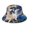 thumbnail image 1 of Kll Vintage Starry Sky Puppy Bucket Hat for Women Men Packable Travel Beach Sun Hat Outdoor Rave Accessories Reflective Fisherman Cap, 1 of 6