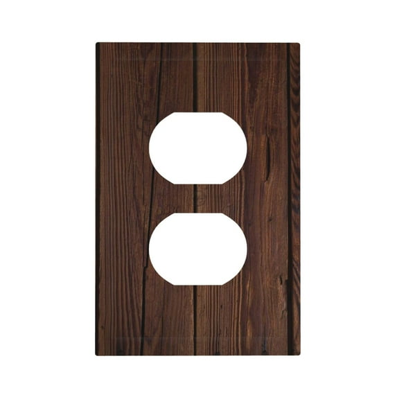 Kll Vintage Wood Wall Plate,Gloss Finish,Standard Size 1 - 5" X 3", Polycarbonate Thermoplastic,Electric Receptacle Plug Covers