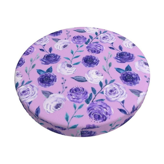 Kll Violet Round Bar Chair Cushion Cover 13 Inch,Bar Stool Protector With Elastic, Soft Washable
