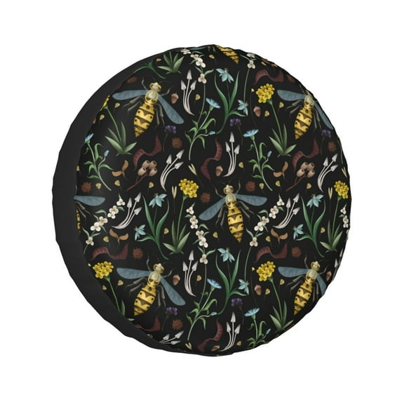 Kll Wasp And Florals Tire Cover,Universal Wheel Tire Cover For Trailer, Rv, Suv, Truck,Camper And Many Vehicle,(15 Inch)