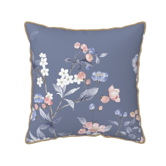 Kll Watercolor Flowers Butterfly Decorative Throw Pillow Covers Velvet Soft For Couch Sofa Bedroom Living Room Outdoor -18"X18"