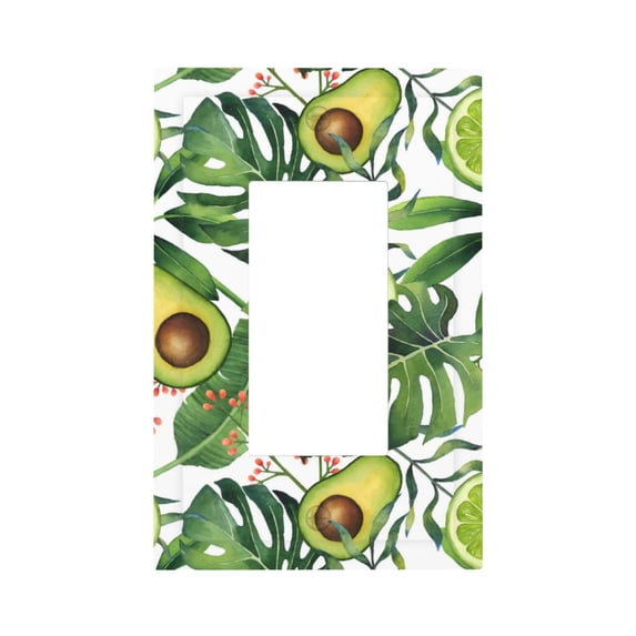 Kll Watercolor Green Tropical Wall Plate,Gloss Finish,Standard Size 1 - 5" X 3", Polycarbonate Thermoplastic,Electric Receptacle Plug Covers