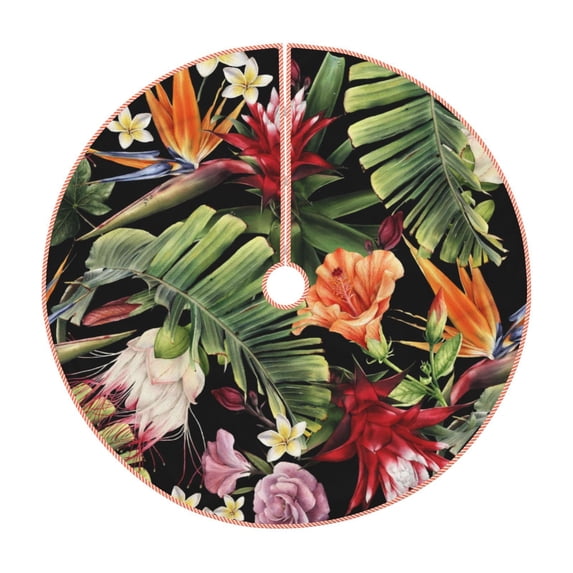 Kll Watercolor Tropical Flowers Christmas Tree Skirt 48",Party Decorations Farmhouse For Christmas Decorations Holiday Party