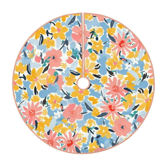 Kll Watercolor Wildflowers Christmas Tree Skirt 30",Party Decorations Farmhouse For Christmas Decorations Holiday Party