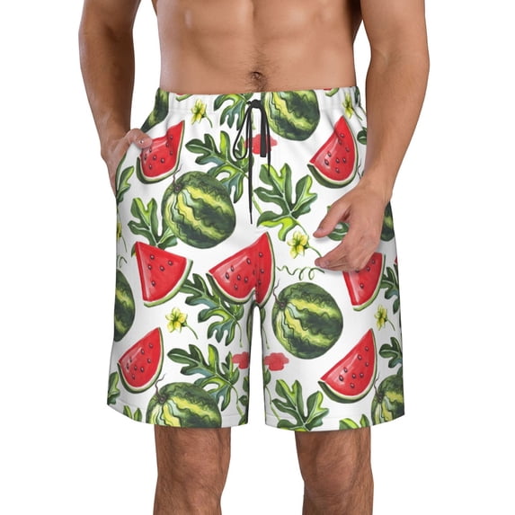 Kll Watermelons Men'S Casual Summer Beach Shorts Hawaiian Shorts With Pockets-Xx-Large