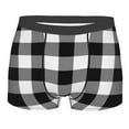 thumbnail image 1 of Kll White And Black Plaid Pattern Men'S Cotton Boxer Briefs Underwear-Large, 1 of 9
