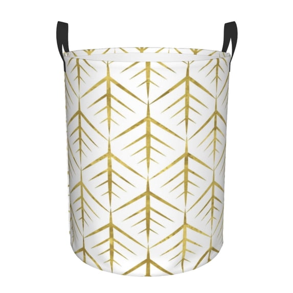 Kll White And Gold Geometry Waterproof Foldable Laundry Hamper Bucket With Handles For Storage Bin,Kids Room,Home Organizer (Small)