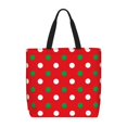 thumbnail image 1 of Kll White And Green Polka Dot Pattern Aesthetic Tote Bag For Women Beach Bag Shopping Bags Shoulder Bag Reusable Grocery Bags, 1 of 1