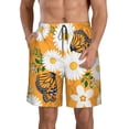 thumbnail image 1 of Kll White Floral And Butterflies Men'S Casual Summer Beach Shorts Hawaiian Shorts With Pockets-Xx-Large, 1 of 9