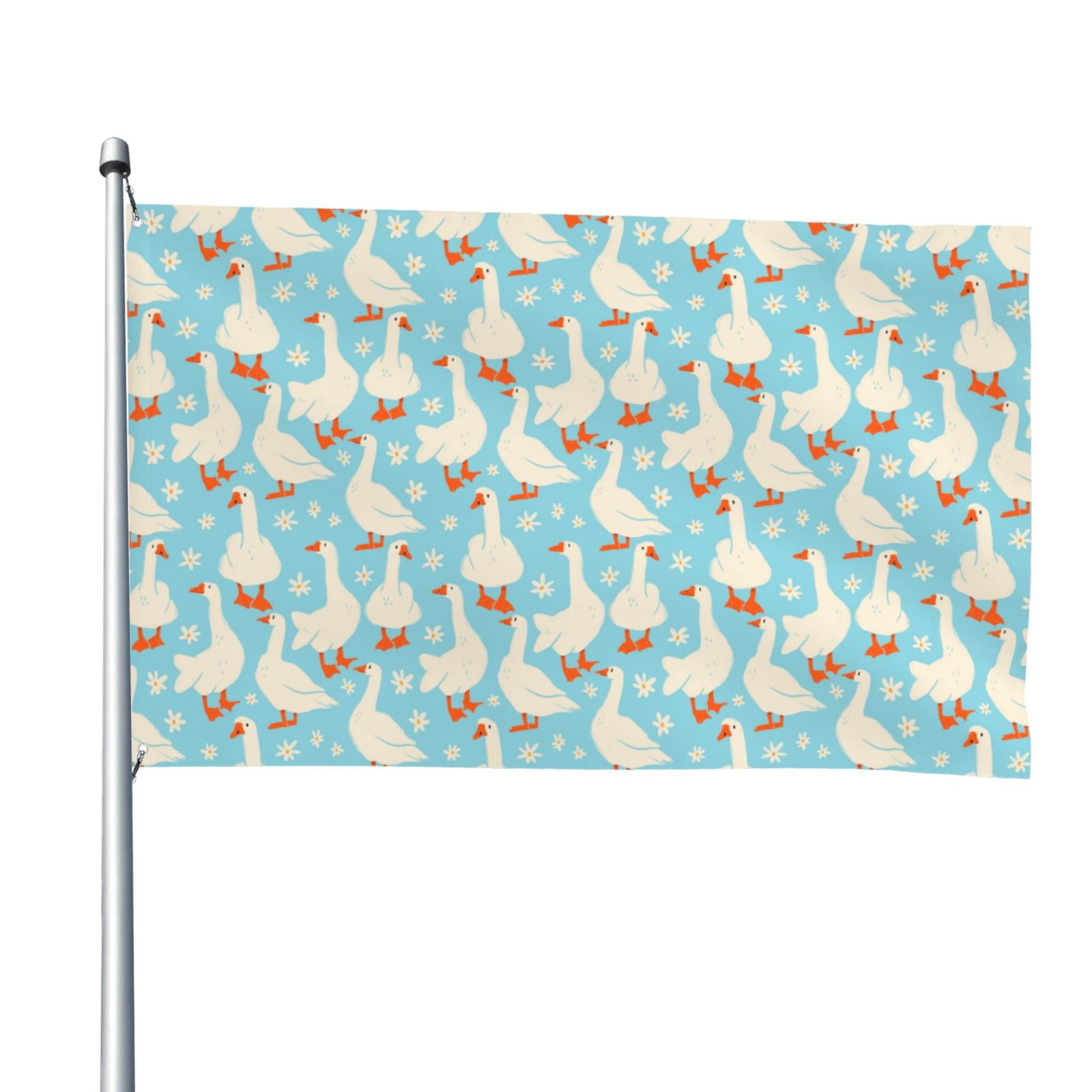 Kll White Geese And Flower Flag 4x6 Ft Parade Party Flag Outdoor Flag