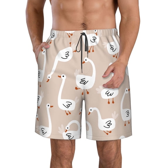 Kll White Goose Men'S Casual Summer Beach Shorts Hawaiian Shorts With Pockets-Large