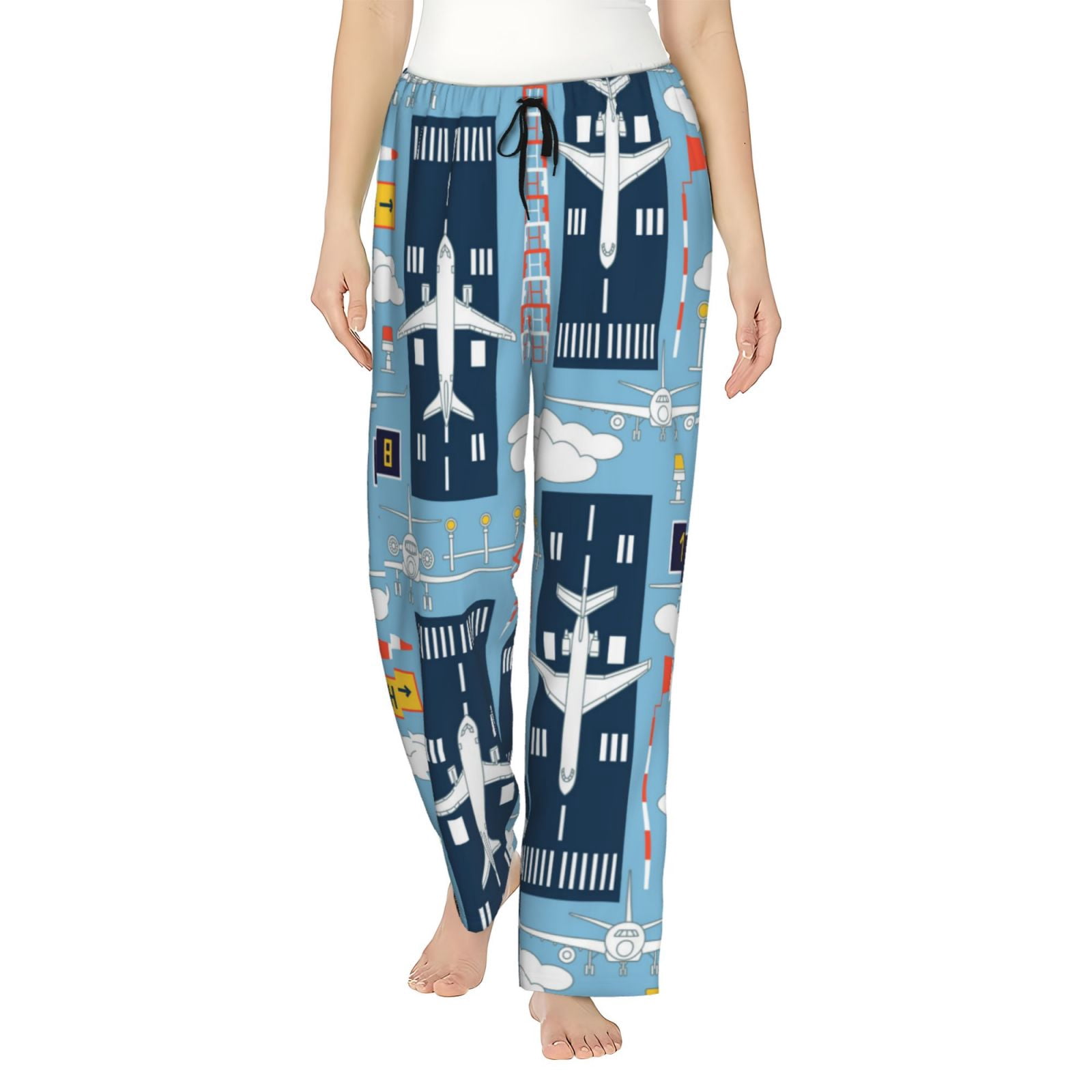 Flight Pyjamas Kll Womens Airplanes And Aviation Signs Print Pajama Pants Soft Pajama ...