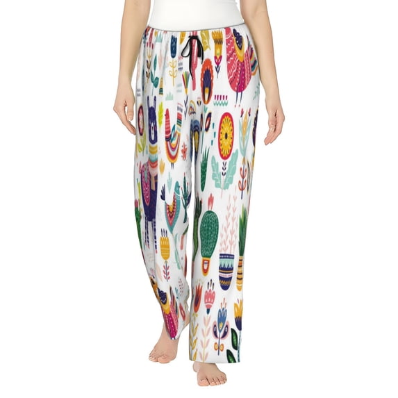 Kll Womens Alpaca Flower Print Pajama Pants Soft Pajama Bottoms For Women Cozy Lounge Pants