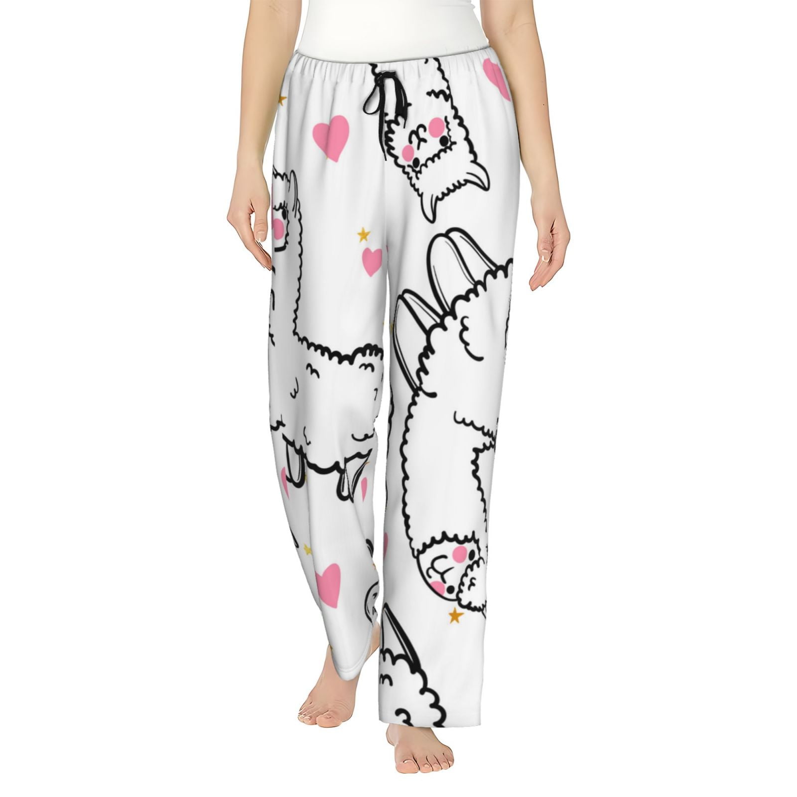Kll Womens Alpacas And Hearts Print Pajama Pants Soft Pajama Bottoms ...