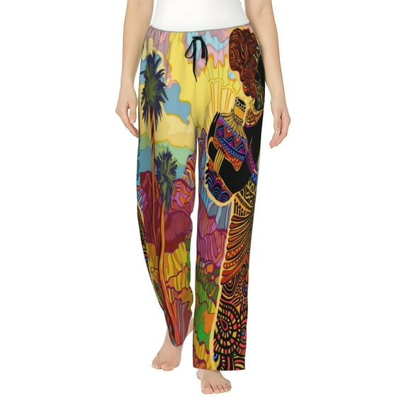 Kll Womens Beautiful African Woman Print Pajama Pants Soft Pajama Bottoms For Women Cozy Lounge Pants