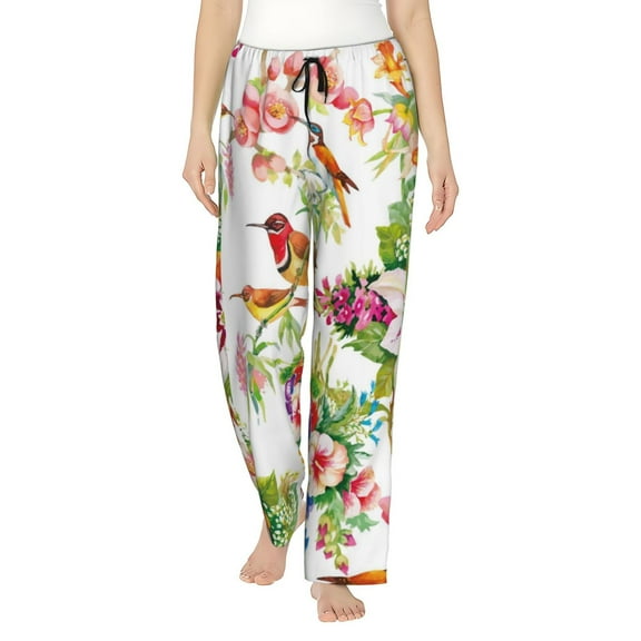 Kll Womens Birds And Flowers Print Pajama Pants Soft Pajama Bottoms For Women Cozy Lounge Pants