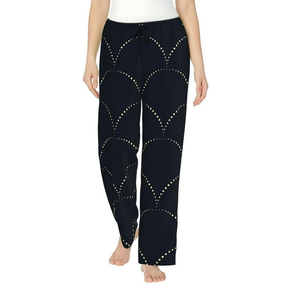Kll Womens Black Fish Scales Print Pajama Pants Soft Pajama Bottoms For Women Cozy Lounge Pants