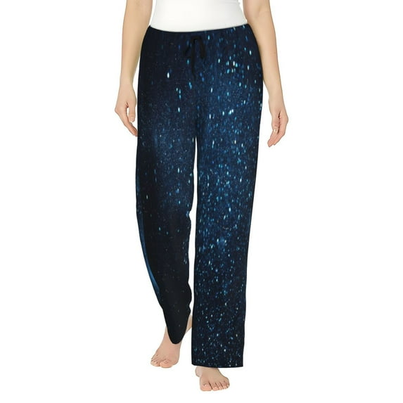 Kll Womens Blue Glitter Retro Print Pajama Pants Soft Pajama Bottoms For Women Cozy Lounge Pants