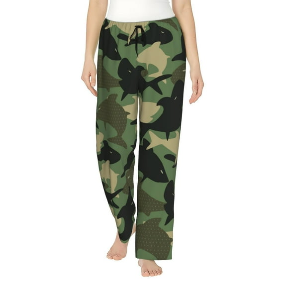 Kll Womens Camouflage Shark Print Pajama Pants Soft Pajama Bottoms For Women Cozy Lounge Pants