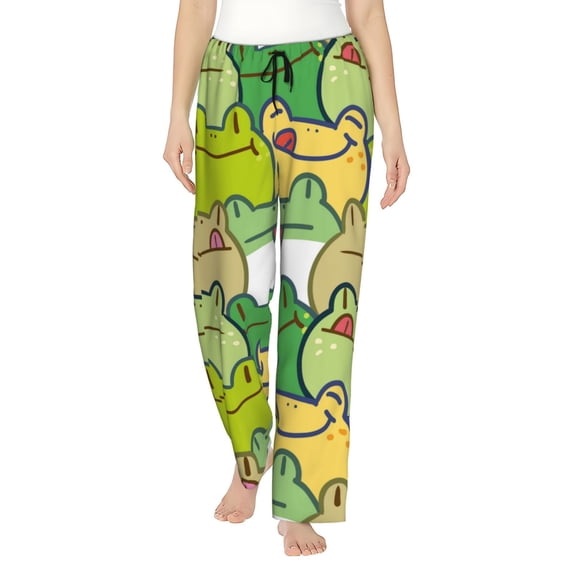 Kll Womens Cartoon Frog Print Pajama Pants Soft Pajama Bottoms For Women Cozy Lounge Pants