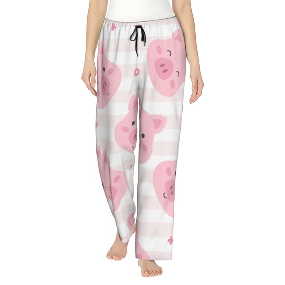 Kll Womens Cartoon Pig Print Pajama Pants Soft Pajama Bottoms For Women Cozy Lounge Pants