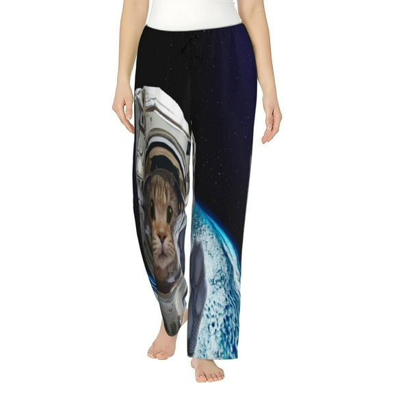 Kll Womens Cat Astronaut Print Pajama Pants Soft Pajama Bottoms For Women Cozy Lounge Pants