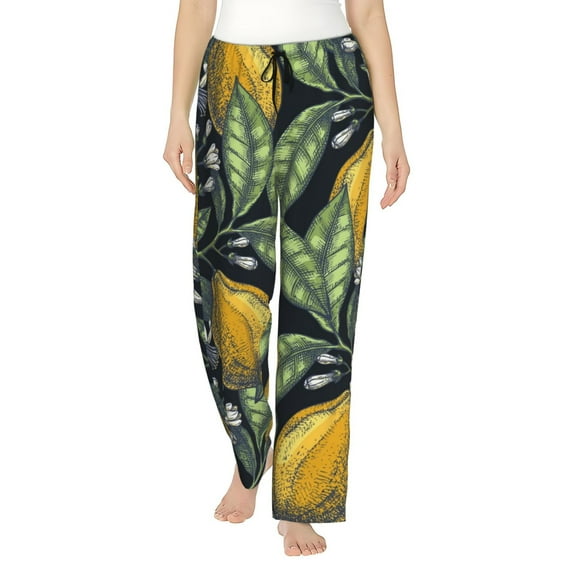 Kll Womens Citrus Fruits Elegant Lemons Print Pajama Pants Soft Pajama Bottoms For Women Cozy Lounge Pants