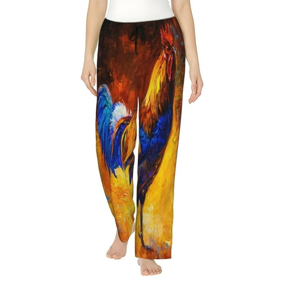 Kll Womens Colorful Rooster Print Pajama Pants Soft Pajama Bottoms For Women Cozy Lounge Pants