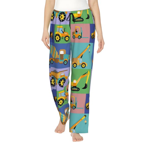 Kll Womens Construction Machinery Print Pajama Pants Soft Pajama Bottoms For Women Cozy Lounge Pants
