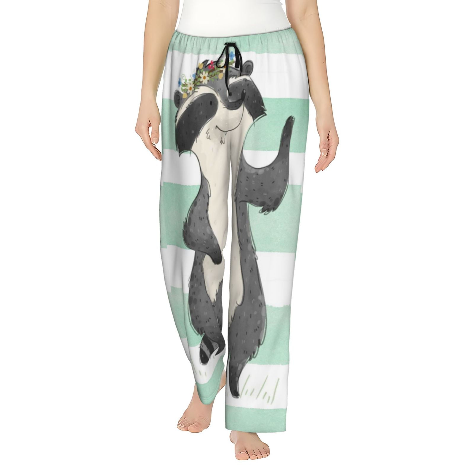 Pink Raccon Pj Kll Womens Cute Raccoon Print Pajama Pants Soft Pajama Bottoms For ...