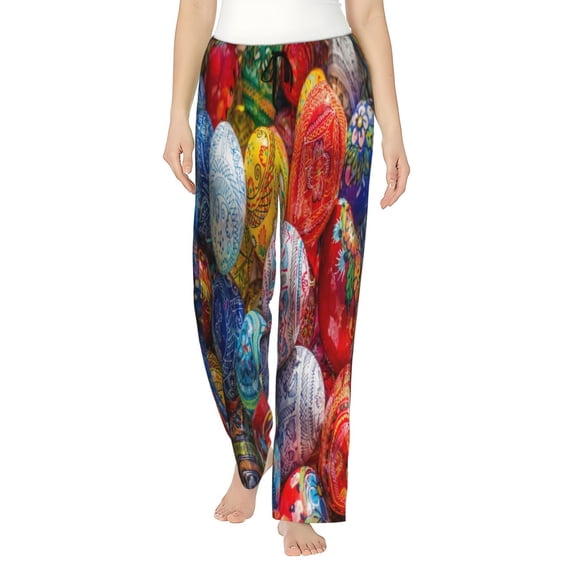 Kll Womens Easter Eggs Print Pajama Pants Soft Pajama Bottoms For Women Cozy Lounge Pants