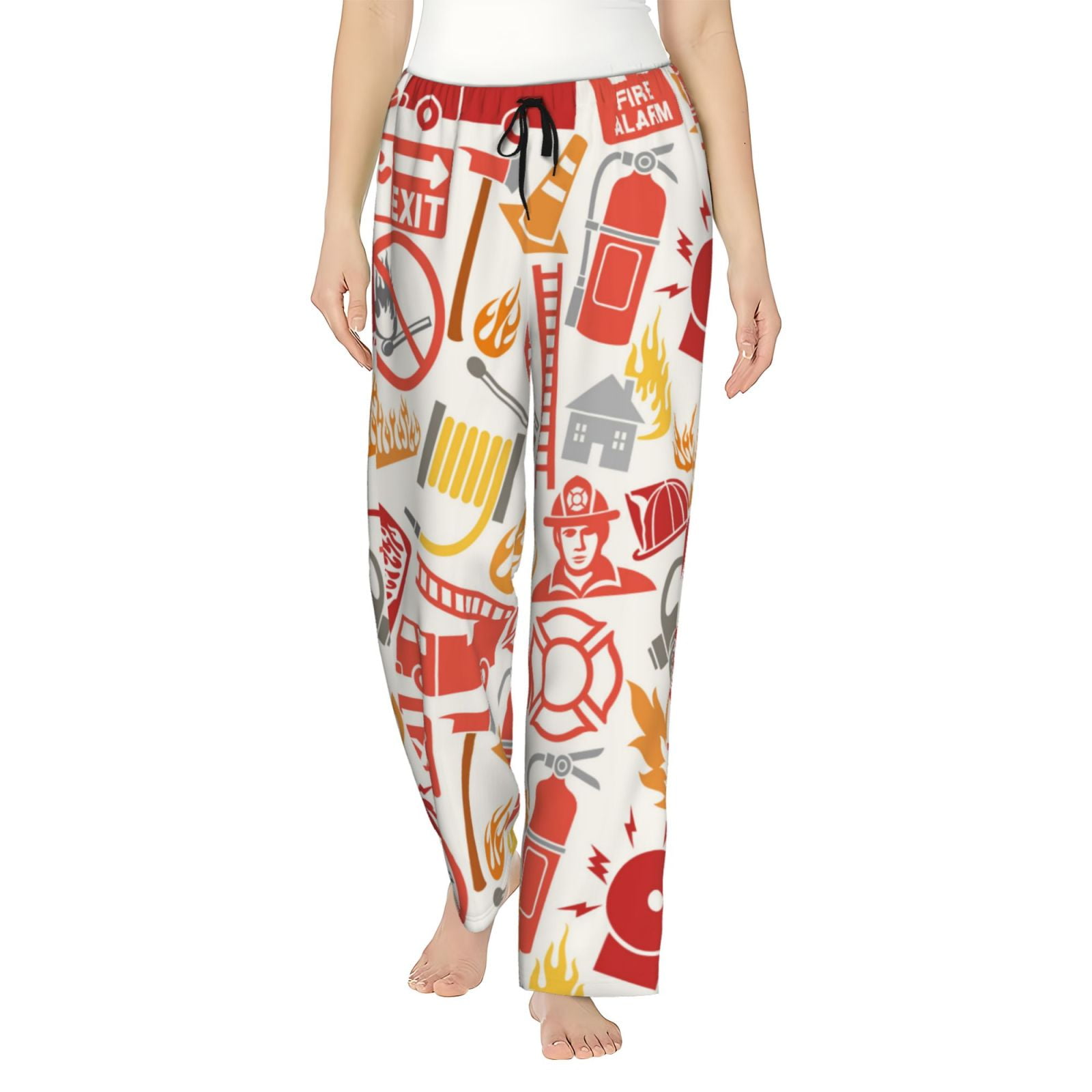 Kll Womens Firefighter Icons Print Pajama Pants Soft Pajama Bottoms For
