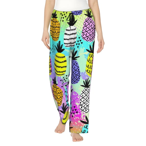 Kll Womens Graffiti Pineapples Print Pajama Pants Soft Pajama Bottoms For Women Cozy Lounge Pants