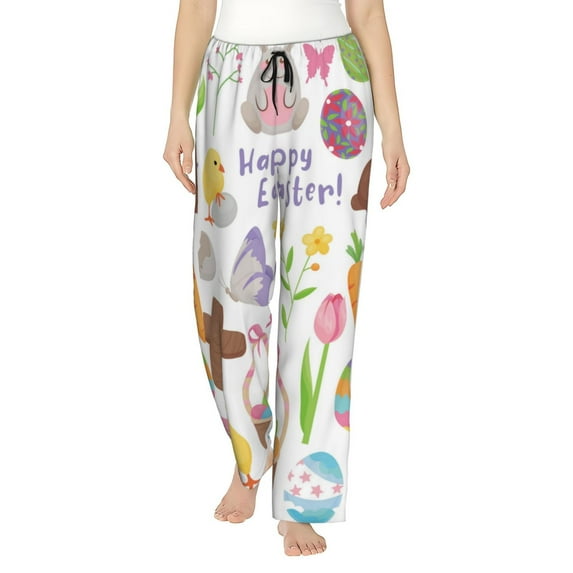 Kll Womens Happy Easter1 Print Pajama Pants Soft Pajama Bottoms For Women Cozy Lounge Pants