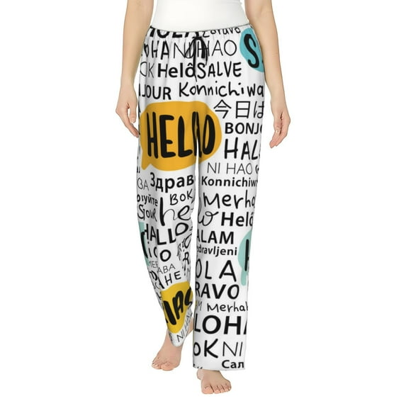 Kll Womens Hello Print Pajama Pants Soft Pajama Bottoms For Women Cozy Lounge Pants
