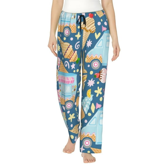 Kll Womens Icecream Truck Print Pajama Pants Soft Pajama Bottoms For Women Cozy Lounge Pants