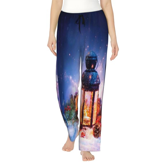 Kll Womens Lantern On Snow With Christmas Print Pajama Pants Soft Pajama Bottoms For Women Cozy Lounge Pants