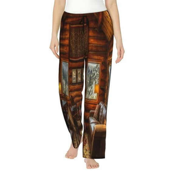 Kll Womens Log Cabin Inside Print Pajama Pants Soft Pajama Bottoms For Women Cozy Lounge Pants