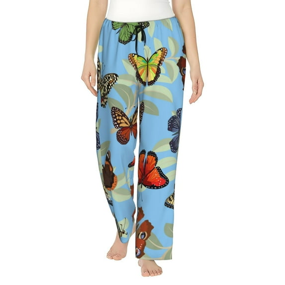 Kll Womens Multicolored Butterflies Print Pajama Pants Soft Pajama Bottoms For Women Cozy Lounge Pants
