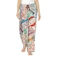 thumbnail image 1 of Kll Womens Passport Stamp Print Pajama Pants Soft Pajama Bottoms For Women Cozy Lounge Pants, 1 of 9